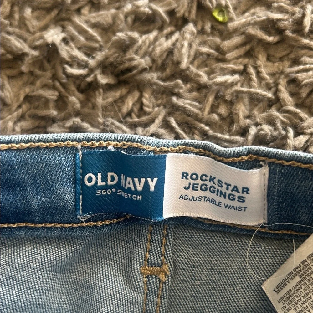 Toddler Old Navy Rockstar Jeggings Adjustable Waist Distressed Blue 3T Jeans